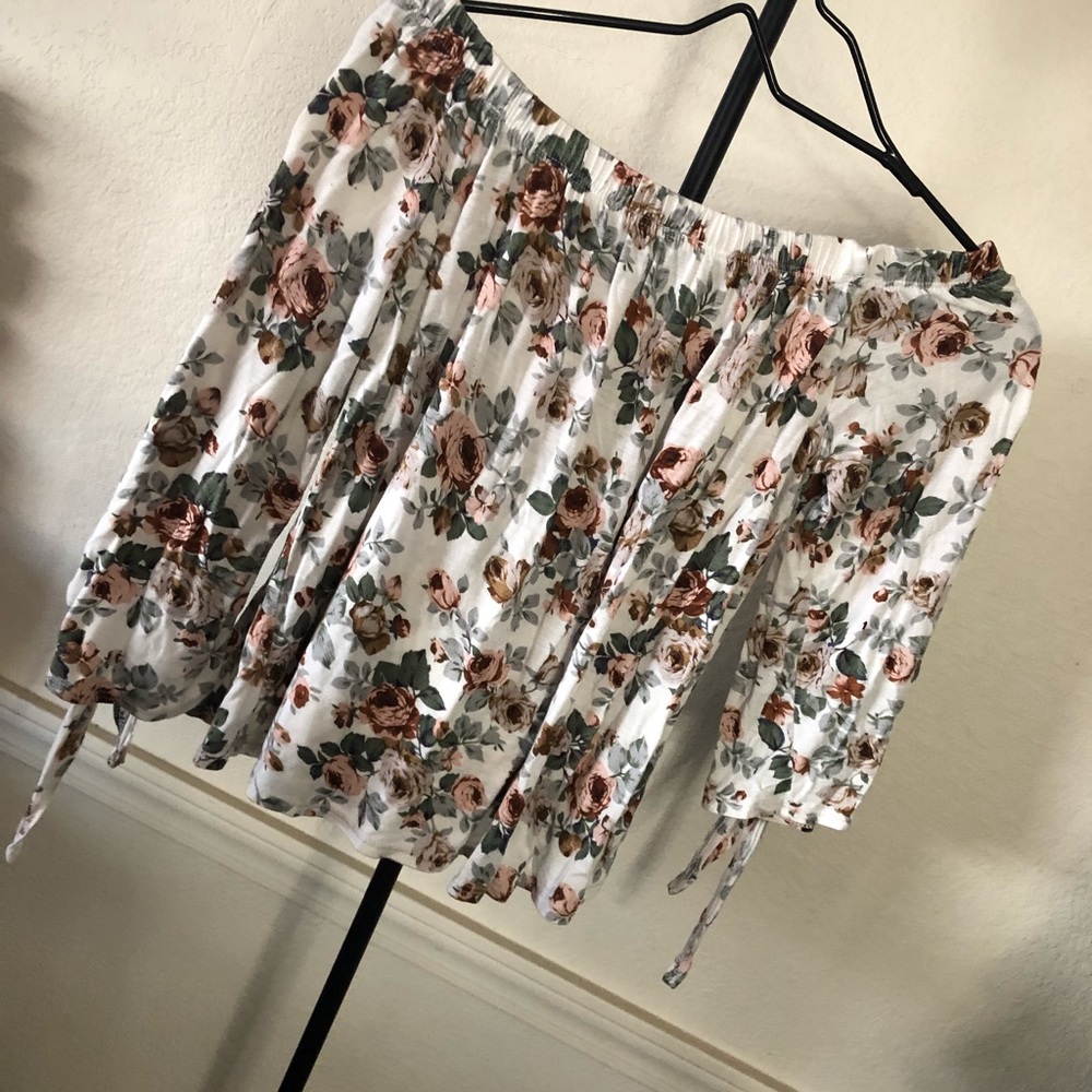 Off the shoulder floral shirt